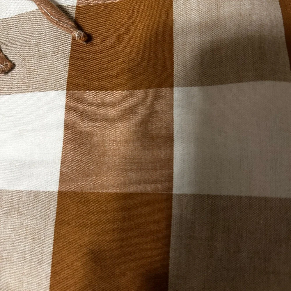 🛼Anthropologie WHIT TWO Gingham Brown and White Checkered Top size S GUC..